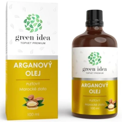Afbeelding van green idea arganolie 100% zuiver, natuurlijk en koudgeperst gezicht, lichaam, haar, baard, nagels veganistisch cruelty vrij glazen fles 100 ml