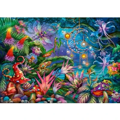 Afbeelding van Ravensburger Rainbow Reverie 1000 stukjes legpuzzel Betoverde tuinscène van Ciro Marchetti Milieuvriendelijke en nauwkeurig gesneden