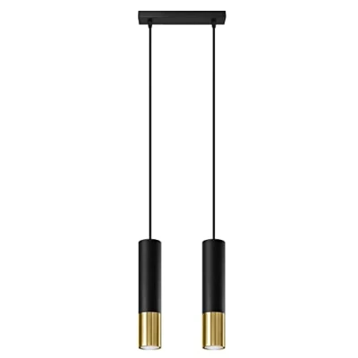 Afbeelding van Hanglamp Loopez 2 black/L Gold: 29, B: 6 H: 100, GU10 dimbaar