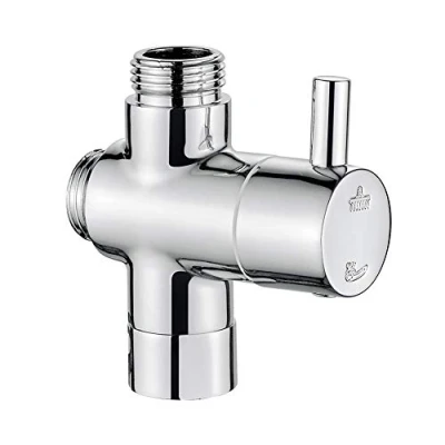 Afbeelding van Ibergrif M92202 3 Weg Omstelkraan, Klep Omleider, Een G1/2&quot; Ingang, en Twee Uitgangen, voor Handmatige Douchekop Vaste Sproeikop, Messing, Chroom
