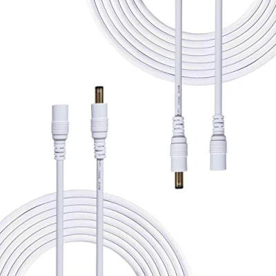 Afbeelding van Liwinting 2 stuks 10 m DC voeding verlengkabel 5,5 mm x 2,1 12 V aansluitkabel gelijkstroom 5 connectorkabel mannelijk naar vrouwelijke connector voor CCTV bewakingscamera, IP camera wit