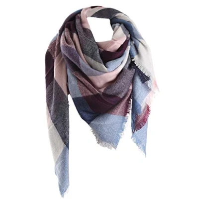Afbeelding van Bakicey damessjaal XXL warme, zachte gebreide, geruit, winter, herfst, wol, beschermend, halsdoek, poncho, cape, A