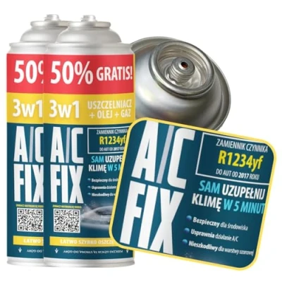 Afbeelding van A/C FIX 3in1 R1234yf koelmiddel vervangend gas airconditioning auto gasfles 2x235 g bijvullen set camper ECO