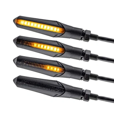 Afbeelding van Simda Pro E Mark Led knipperlicht voor motorfiets, looplicht, sequentieel, zwart, universeel, quad, ATV, looplichtknipperlicht, super look en mooi, helder, waterdicht, IP67 keurmerk