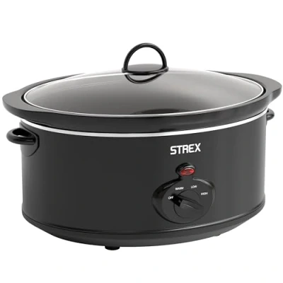 Afbeelding van Strex Slowcooker 6.5L Uitneembare Keramische Binnenpan Warmhoudfunctie Slow Cooker Zwart