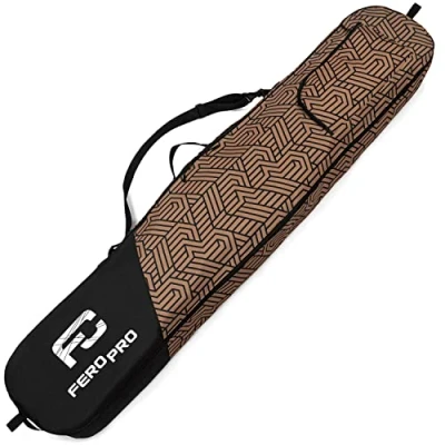 Afbeelding van Premium snowboardtas, boardtas, afdekking, 170 cm, van waterdicht polyester met draagriem en schouderriem, zwart/bruin, geometrisch [051]