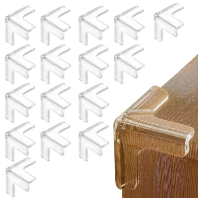 Afbeelding van HoneyHolly Randbescherming voor baby&#039;s, 16 stuks, zacht, hoekbescherming, babyrandbescherming, zelfklevend, transparant, extra sterke lijm, hoekbescherming bureau, kinderbed, eettafel, stuks