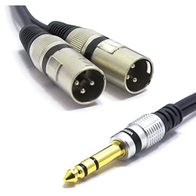 Afbeelding van VITALCO 2 x XLR stekker naar stereo jack kabel 1,5 m microfoonkabel 3 polig mannelijk 6,3 TRS adapter