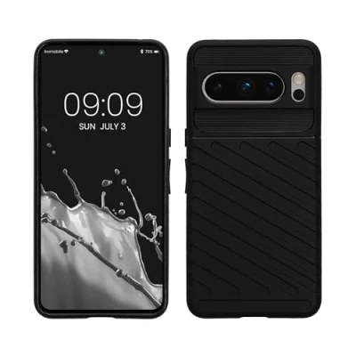 Afbeelding van kwmobile hoesje geschikt voor Google Pixel 8 Pro Hoes met reliëf extra grip in zwart Industrieel design