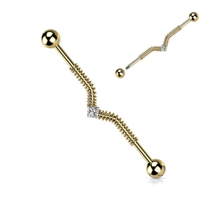 Afbeelding van Industrial piercing V spring wave goud kleur