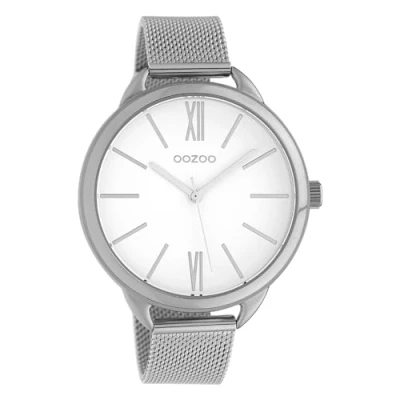 Afbeelding van OOZOO Timepieces zilverkleurige horloge met metalen mesh armband C10134