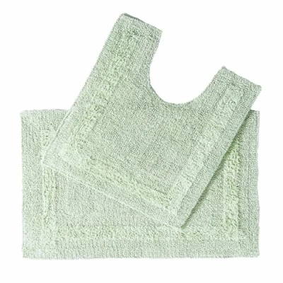 Afbeelding van Homescapes 2 st. Saliegroene badkamerset gemaakt van 100% katoen