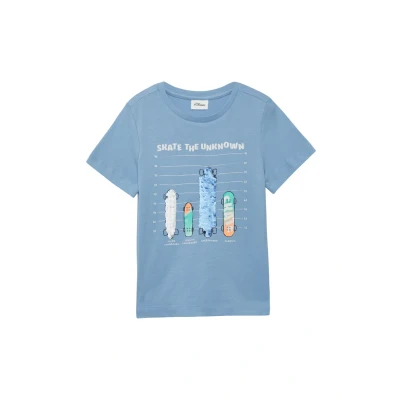 Afbeelding van s.Oliver MIT Front UND Wendepailletten Tshirt print voor kinderen, Maat: 92/98, Blassblau