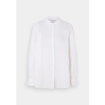 Afbeelding van Marc O&#039;Polo Blouse Flared Shape LONG Sleeve Stand UP Collar Solid Overhemdblouse, Dames, Maat: 34, White
