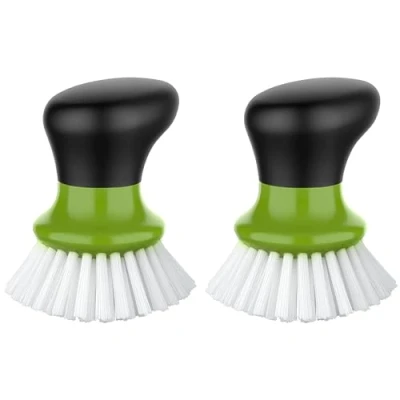 Afbeelding van MR.SIGA Palmafwasborstel met ergonomische handgreep, keukenborstel voor het reinigen van potten, pannen, borden, gootsteen, groen, 2 stuks