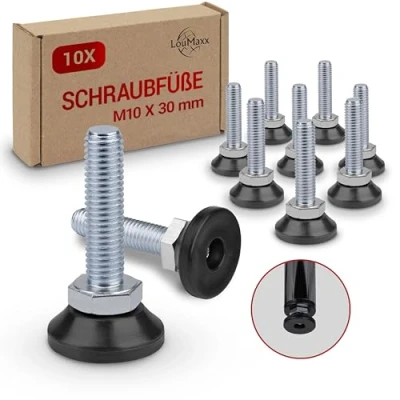 Afbeelding van LouMaxx Regelschroef M10 Verstelbare voeten x 30 mm Nivelleringsvoeten Machinevoet stelschroeven 10 delige set verstelschroef