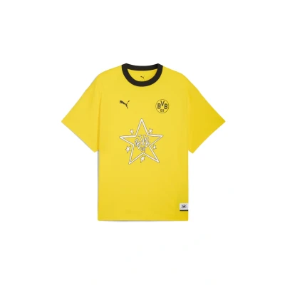 Afbeelding van Puma Hoops Dortmund Tshirt print, Heren, Maat: Large, Faster yellow