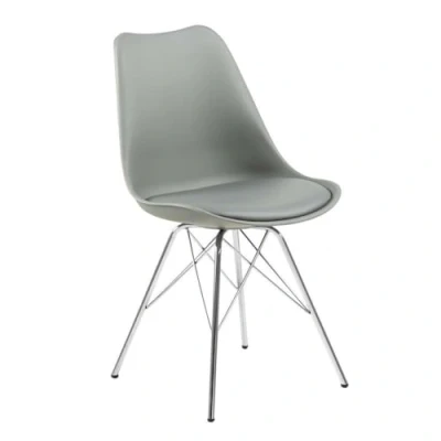 Afbeelding van 15% korting 3 + 1 gratis Leen Bakker Eetkamerstoel Bonn Kunst 4 Stuks Stoelen Grijs Metaal