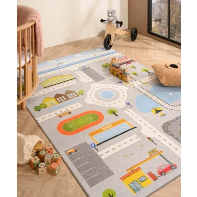 Afbeelding van Kindervloerkleed Joy Speelstraat Grijs 80x120 Cm