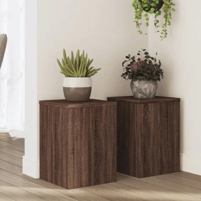 Afbeelding van Plantenstandaards 2 st 25x25x35 cm bewerkt hout bruin eiken