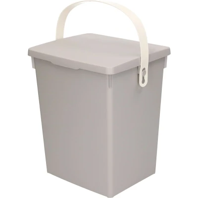 Afbeelding van Excellent Houseware Gft afvalbakje voor aanrecht 5,5L klein grijs afsluitbaar compostbakje Prullenbakken