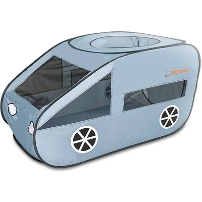 Afbeelding van Deryan Luxe Pop up Auto Speeltent Ballenbak Met 60 gekleurde ballen Sky blue