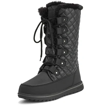 Afbeelding van Dames Lang duurzaam namaakbont Winterregen Sneeuw Waterdicht Outdoor Kuitlaarzen 6 BLK39 AYC0533