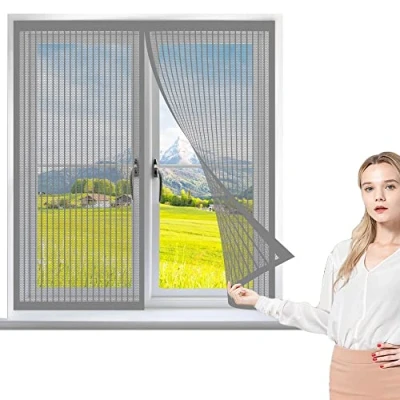 Afbeelding van Magnetisch schermvenster 70 x 175 cm, Mosquito Insecten Mesh Gordijn, Laat frisse lucht binnen voor Air Conditioner Room Window, Grijs
