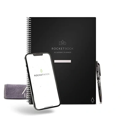 Afbeelding van Rocketbook Herbruikbare Smart A4 Academische Planner Digitaal notitieboek voor studenten en docenten Dagelijks, wekelijks, maandelijks schooldagboek, 13 paginatypen, papierverspilling verminderen