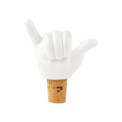 Afbeelding van Wijnstopper Handgebaren Hang Loose Wit
