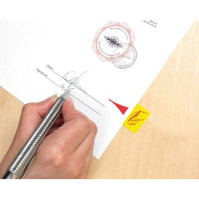 Afbeelding van Indextabs 3M Post it 68031 25,4x43.2mm &quot; hier ondertekenen&quot; geel