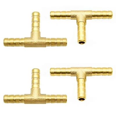 Afbeelding van JUN H 4 stuks 6 mm T stuk messing slangconnector slangverlenging connector perslucht brandstofslang verbindingsstuk
