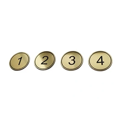 Afbeelding van ABS gegraveerd 5cm ronde tafel nummers (1 25) pubs restaurants clubs gouden 1 tot 25