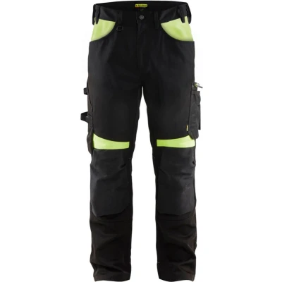 Afbeelding van Blaklader Werkbroek zonder spijkerzakken 1556 1860 Zwart/High Vis Geel D108