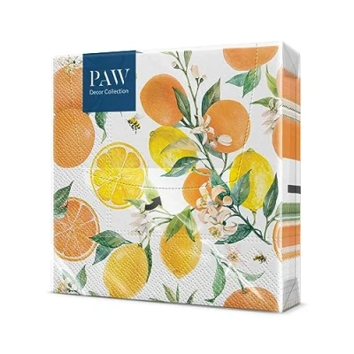 Afbeelding van PAW Papieren Servetten 3 laags (33 x 33 cm) I 20 Stuks Gedrukt met Inkt op Waterbasis Verjaardag Decoratie Tafelversiering Natuur, Dieren Motief Kleur: Fragrant Lavender