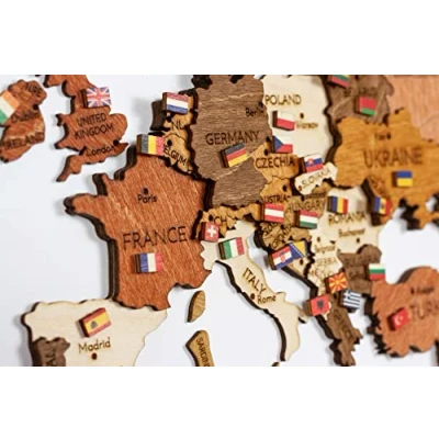 Afbeelding van Wereldvlaggen houten markeerstiften (346 stuks) zelfklevende punaises voor prikbord, kaart, kantoor