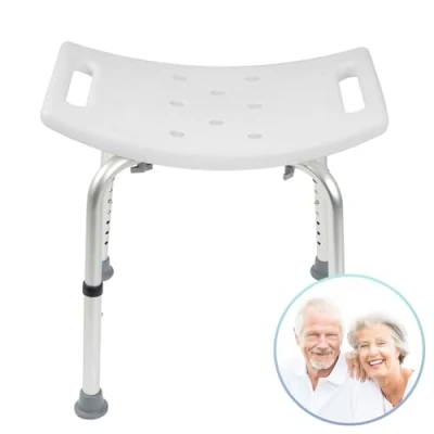 Afbeelding van KARAT Noah Plus Douchekruk, in hoogte verstelbaar, 37,5 49,5 cm, belastbaar tot 136 kg, badkruk voor senioren, badkruk, antislip rubberen voeten, badkamerkruk