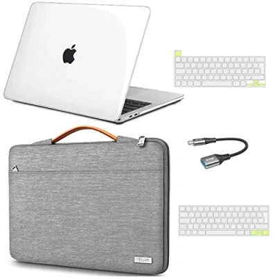 Afbeelding van TECOOL Case voor MacBook Pro 13 13.3 inch 2016 2020 (Model: A2338 M1/A2289/A2251/A1706/A1989/A2159) Touch ID,Plastic Harde &amp; Laptop Sleeve Toetsenbord Cover Usb Adapter Helder Grijs
