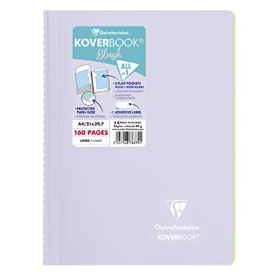 Afbeelding van Clairefontaine 376775C Koverbook Blush Spiraalschrift A4 21x29,7 cm 80 blad gelijnd Wit papier 90 g Wraparound polypro omslag Lila