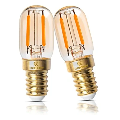 Afbeelding van Luxvista 2W E14 LED Lampen Dimbaar Ultra Warm Wit 2200K Vintage Amber Glas T22 Mini SES 150 Lumen 15W 20W Equivalent 2 Pack