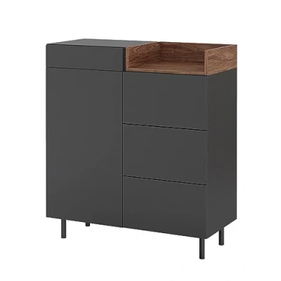 Afbeelding van Vicco Dressoir &quot;Anika&quot;, Antraciet/Walnoot, 89 x 100 cm