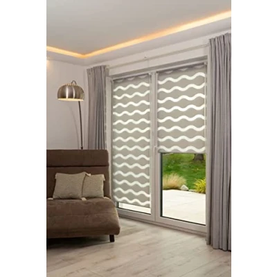 Afbeelding van K home Klemmfix dubbel rolgordijn &quot;Welle&quot; zonder boren grijs 105 cm x 150 (B L)