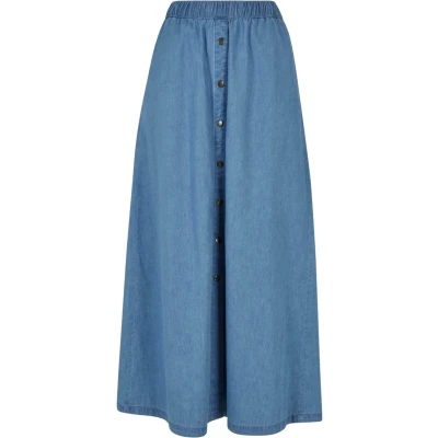 Afbeelding van Urban Classics LONG WIDE Light Maxirok, Dames, Maat: XS, Skyblue washed
