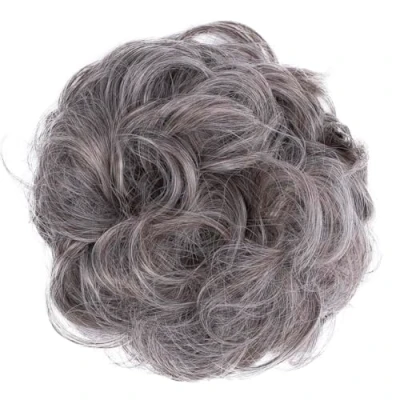 Afbeelding van CAISHA Haarstukje Haarwokkel Opgestoken Bruids Kapsel Volumineus Gekruld Knoet Grijsblond Mix G21A
