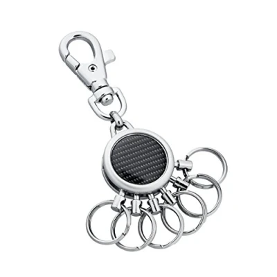 Afbeelding van Kingsport Sleutelhanger met karabijnhaak en 6 afneembare ringen, verschillende designs verkrijgbaar Jadani, Black Carbon., 93 x 25 10 mm