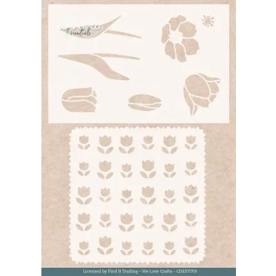 Afbeelding van Stencil Card Deco Essentials Tulips A5