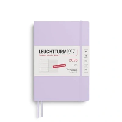 Afbeelding van LEUCHTTURM1917 372491 weekkalender &amp; notitieboek medium (A5) 2026, 12 maanden, zachte kaft, lila, Duits