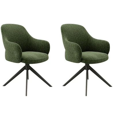 Afbeelding van Label51 Bern eetkamerstoel bouclé groen/groen Boucle