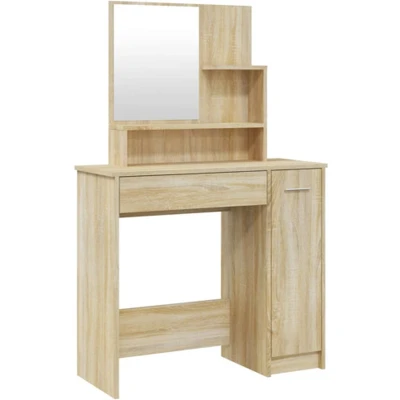 Afbeelding van Make up tafel Met Spiegel 86,5X35X136 Cm Sonoma Eikenkleurig eiken