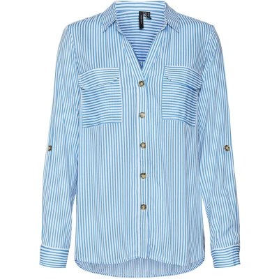Afbeelding van VERO MODA gestreepte blouse VMBUMPY blauw/wit